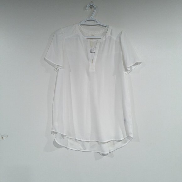 BNWT Pleione Split Collar Ruffle Sleeve Blouse Ivory White Size Small - Picture 1 of 6